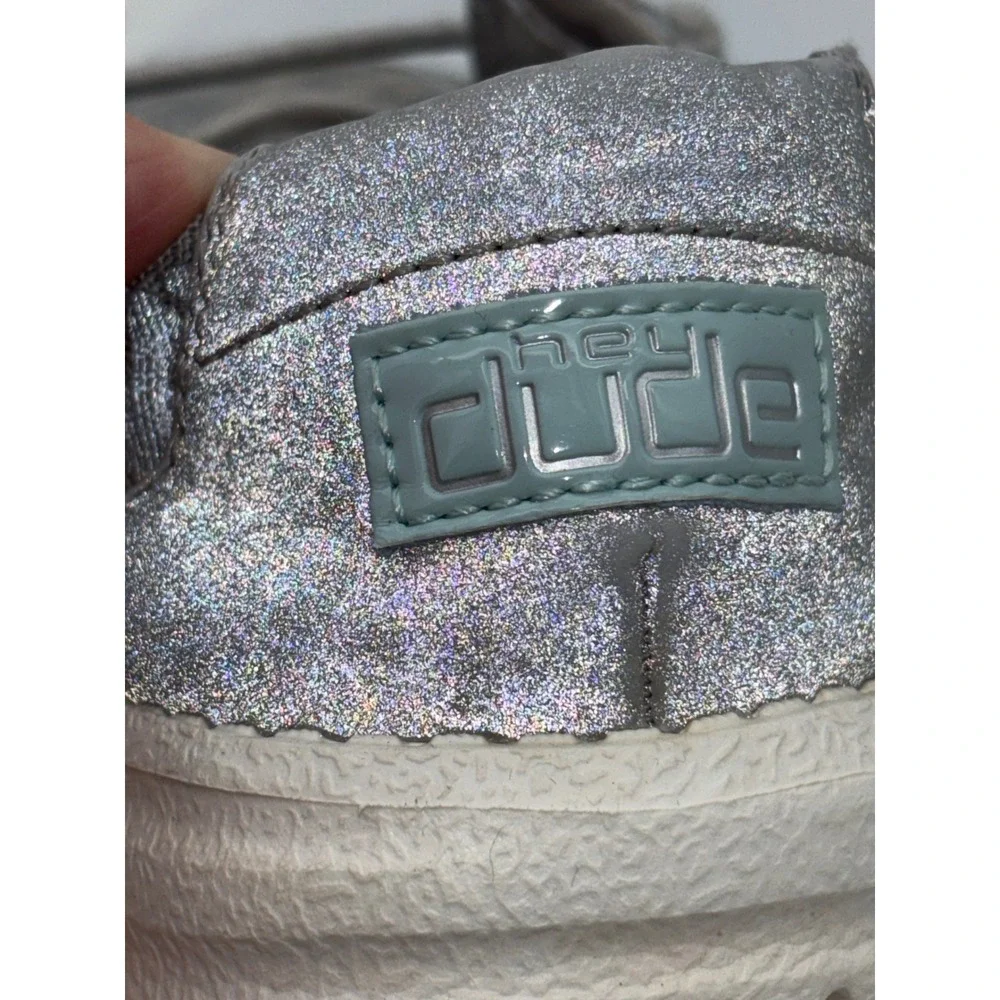 HEY DUDE Girls Leopard‎ Shoe Gray Wendy Youth Cat Eye Slip On Kids Silver 13